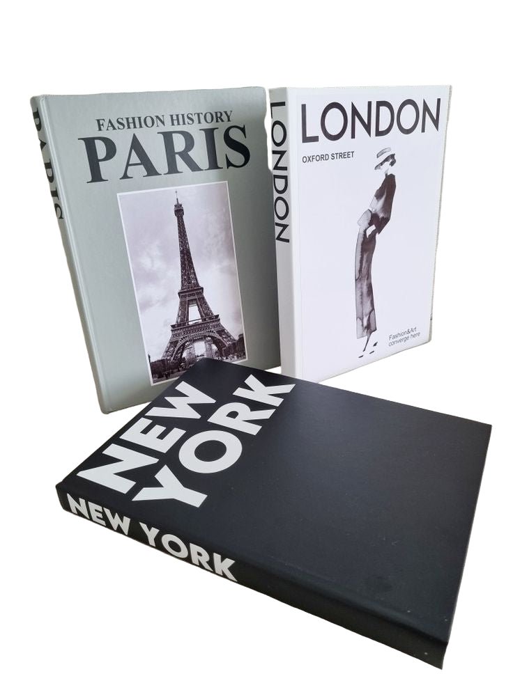 City-Themed Book Decor Set – Paris, New York, London