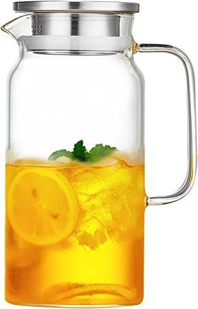 Durable Glass Pitcher with Lid – Stylish Beverage Server