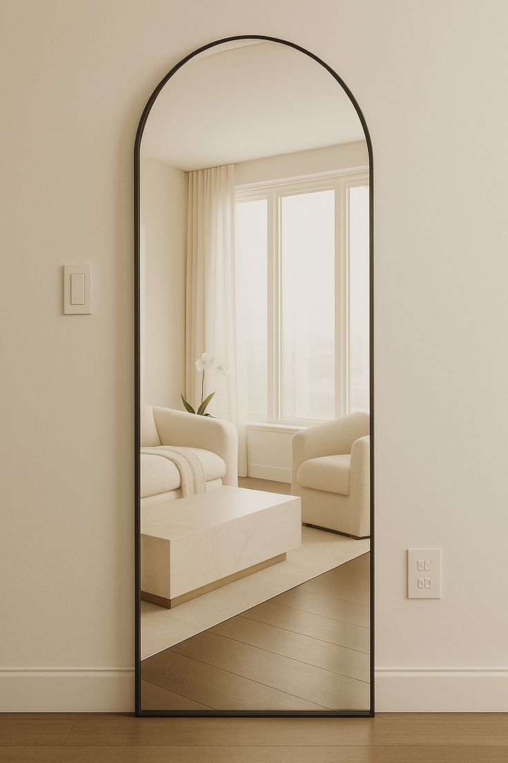 Elegant Arch Floor Mirror – Contemporary Home Décor