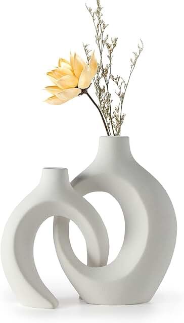 Elegant White Double Loop Vase – Contemporary Decorative Accent