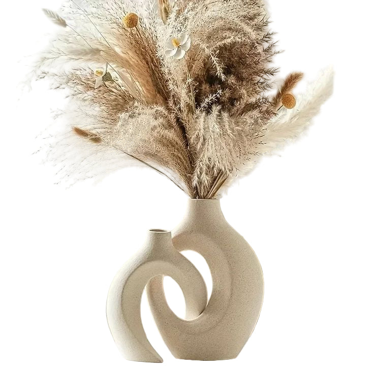 Elegant White Double Loop Vase – Contemporary Decorative Accent