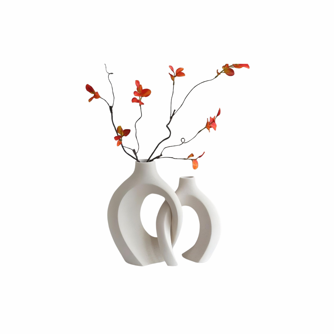 Elegant White Double Loop Vase – Contemporary Decorative Accent
