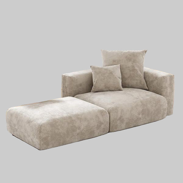 Modern Corduroy L-Shape Sofa – Cozy Sectional Seating
