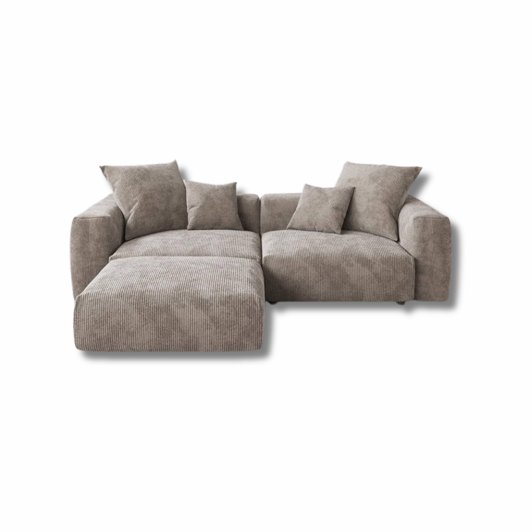 Modern Corduroy L-Shape Sofa – Cozy Sectional Seating