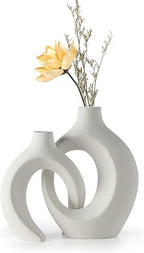 Elegant White Double Loop Vase – Contemporary Decorative Accent