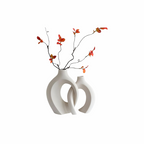 Elegant White Double Loop Vase – Contemporary Decorative Accent