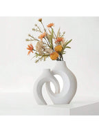 Elegant White Double Loop Vase – Contemporary Decorative Accent