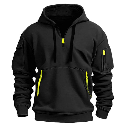 Multi Pocket Zipper Fleece Hooded Casual Shirt for Men and Women