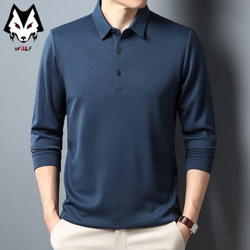 Men's Business Casual Polo Long Sleeve T-shirt Summer