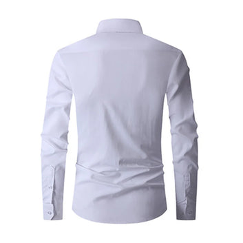 Men's Long Sleeve Regular Fit Casual White Shirts for Men