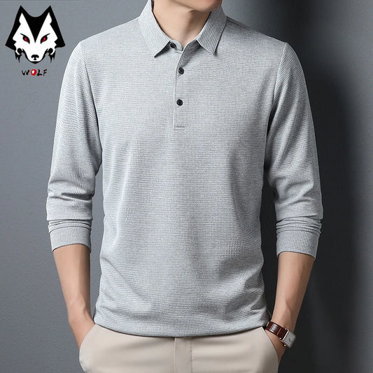 Men's Business Casual Polo Long Sleeve T-shirt Summer