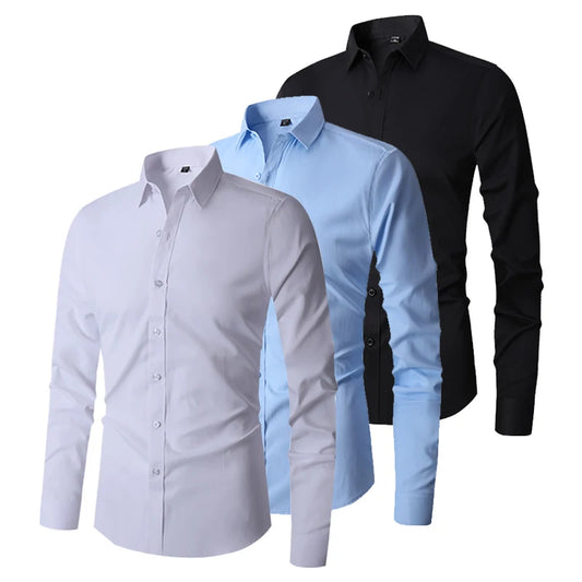 Men's Long Sleeve Regular Fit Casual White Shirts for Men