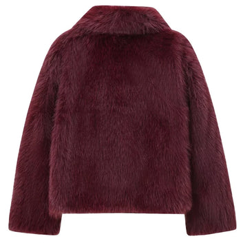 HXAO Women's Fur Coat Women 2024 Plush Burgundy