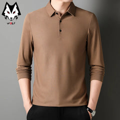 Men's Business Casual Polo Long Sleeve T-shirt Summer