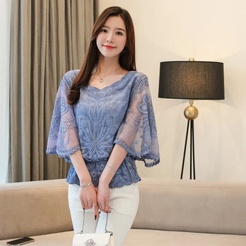 Fashion Women Blouses Spring New Chiffon Blouse Cotton