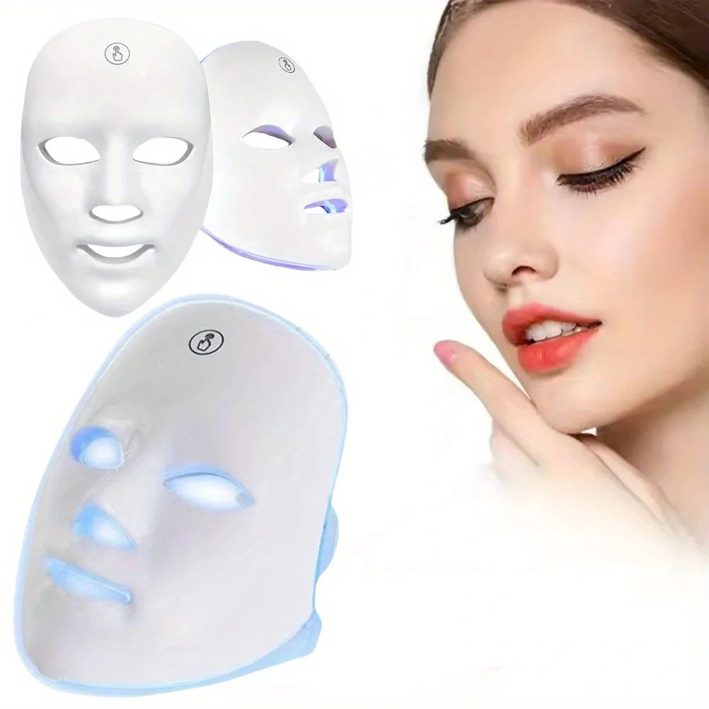 Rechargeable 7-color LED face mask facial care tool